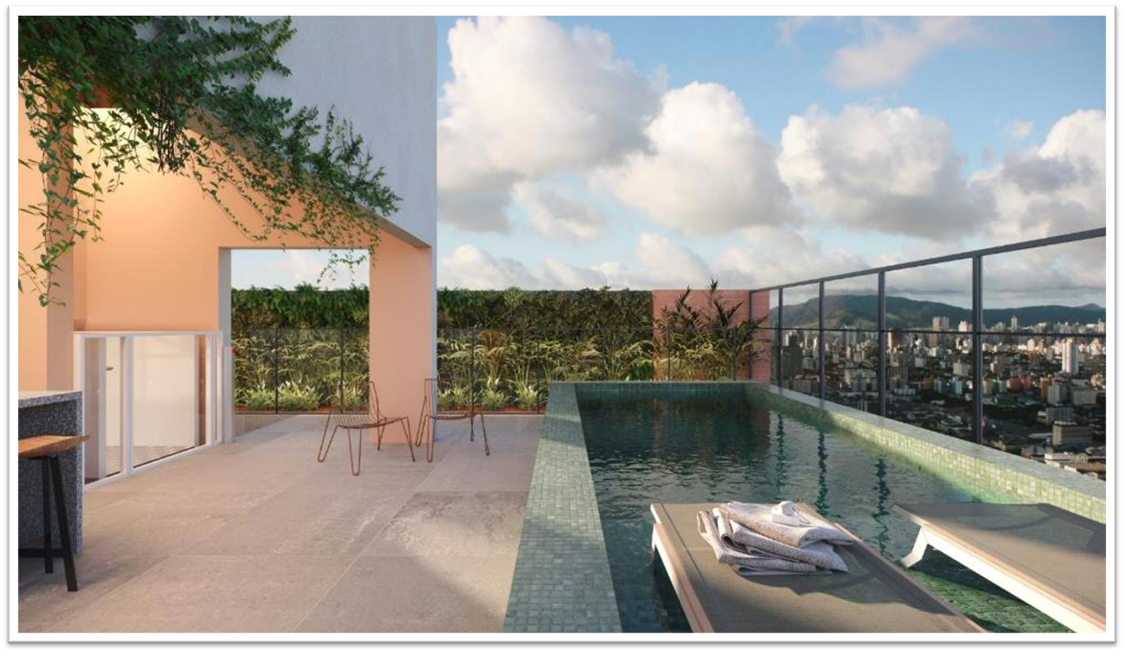 Piscina aquecida com solarium do New Studio Paulista